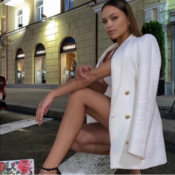 ZARA buttoned textured weave blazer - Picture 9 of 14